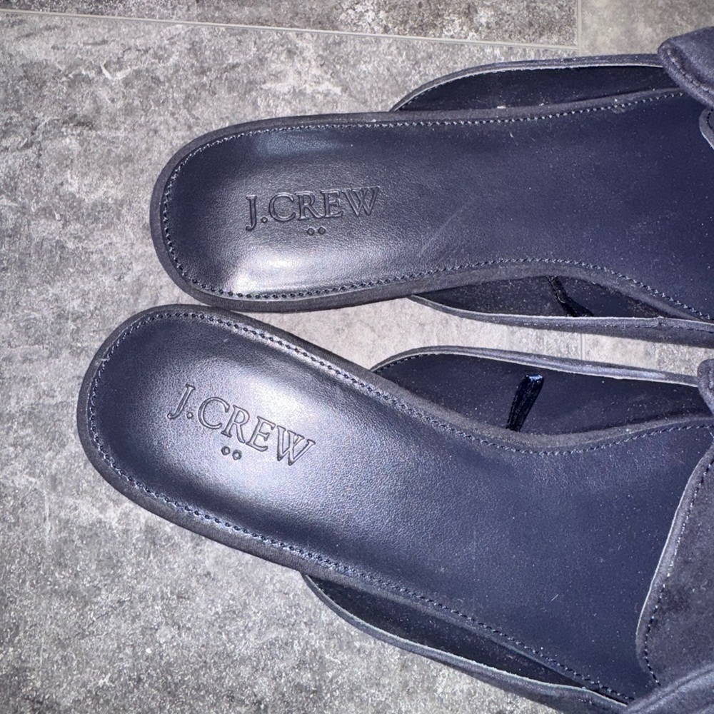 J. Crew Navy Blue Suedes Bow Mules Size 9 - Picture 6 of 8